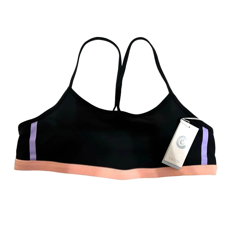 Calme Endurance Sports Bra II Black Peach Lavender Athletic Yoga Gym XL
